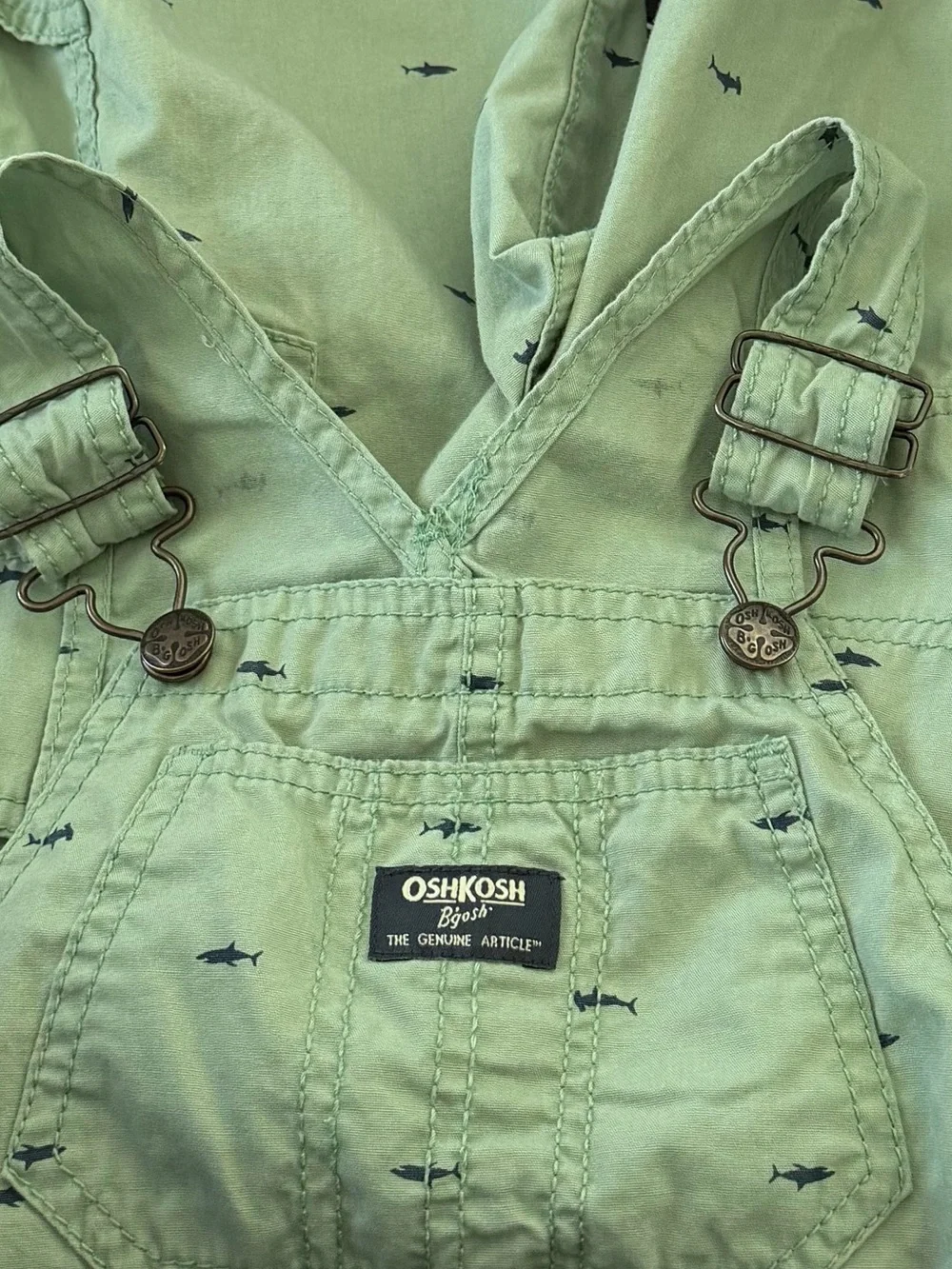 OshKosh B'gosh Toddler Mint Green Shark Shortalls Size 5T